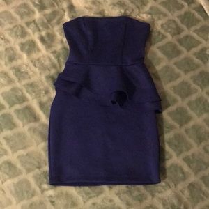 Blue strapless dress